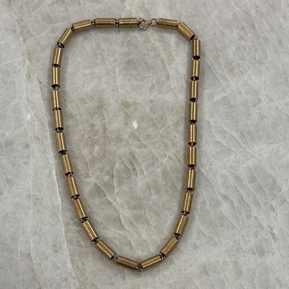 Gold Tube Link Necklace - Women Jewelry